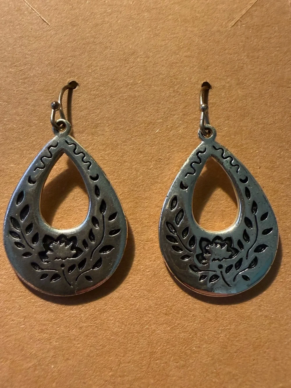 Artisan Silver Floral Teardrop Earrings